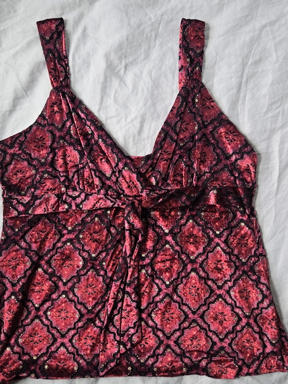 Vintage Femme Romantic Floral Velvet Burnout Baby Doll Tank Mystical Fairy